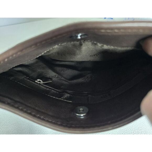 Vintage Fossil Leather Crossbody Sling Bag Brown Unisex Front Zip Pocket 90's - Picture 9 of 11